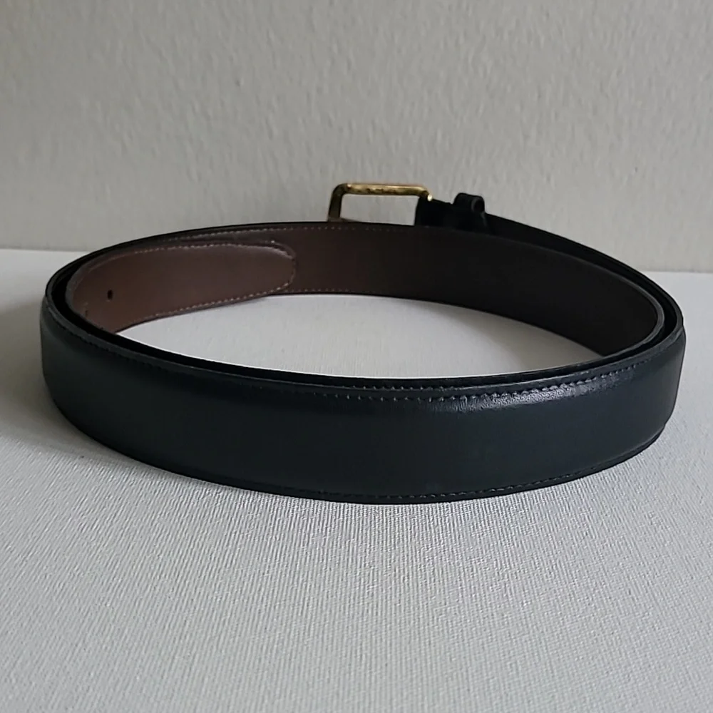 Torino Black European Tanned Cowhide Mens Belt with Brass Buckle Sz 42
